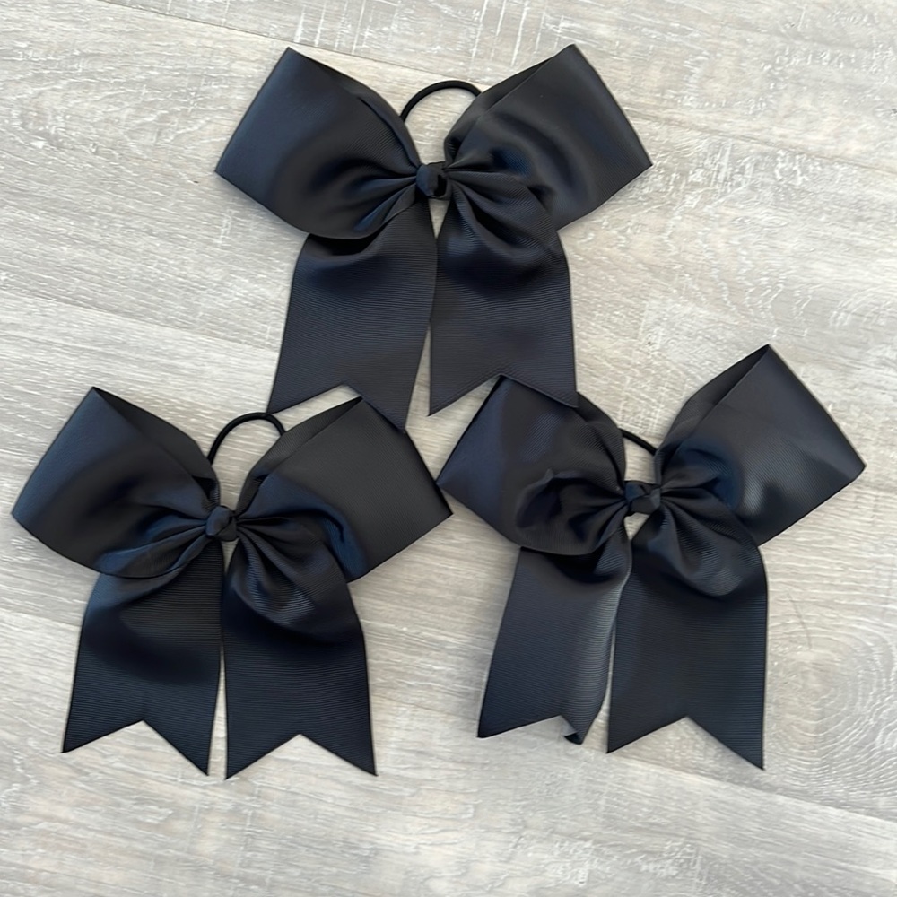 Plain Black Cheer Bows (set of 3)